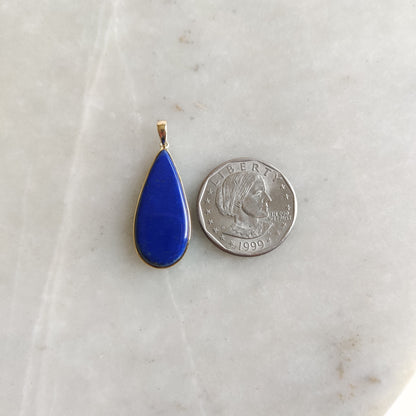 Natural Lapis Lazuli Pendant, 14K Yellow Gold Lapis Lazuli Pendant, Solid Gold Lapis Bezel Pendant, September Birthstone, Christmas Gift