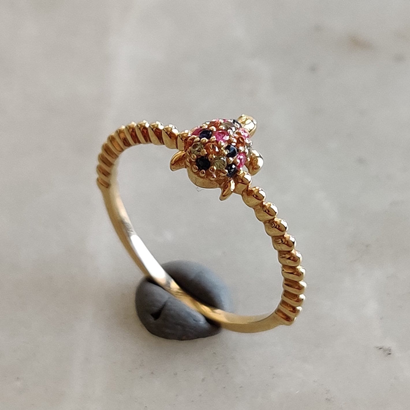 Natural Multi Sapphire Ring, 14K Solid Yellow Gold Ring, 14k Gold Multi Sapphire Ring, September Birthstone, Dainty Ring, Christmas Gift