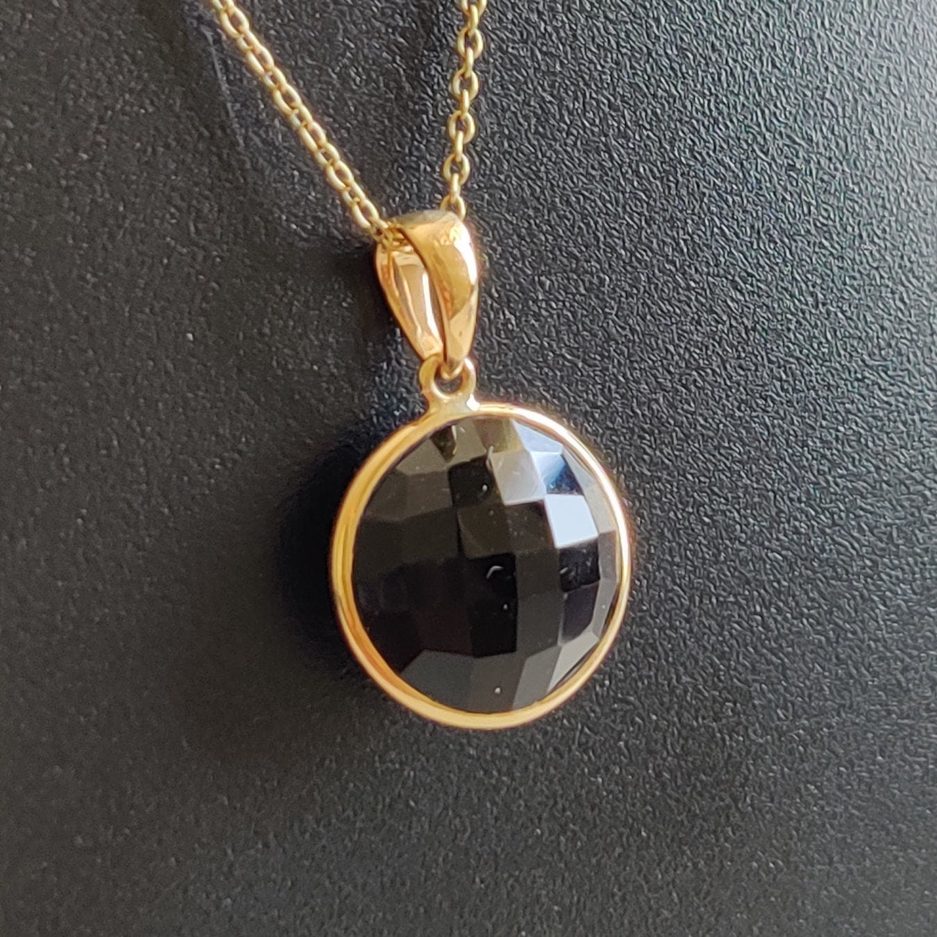 Natural Black Onyx Pendant, 14K Solid Gold Black Onyx Pendant, Solid Gold Pendant, December Birthstone, Christmas Gift, Bezel Pendant