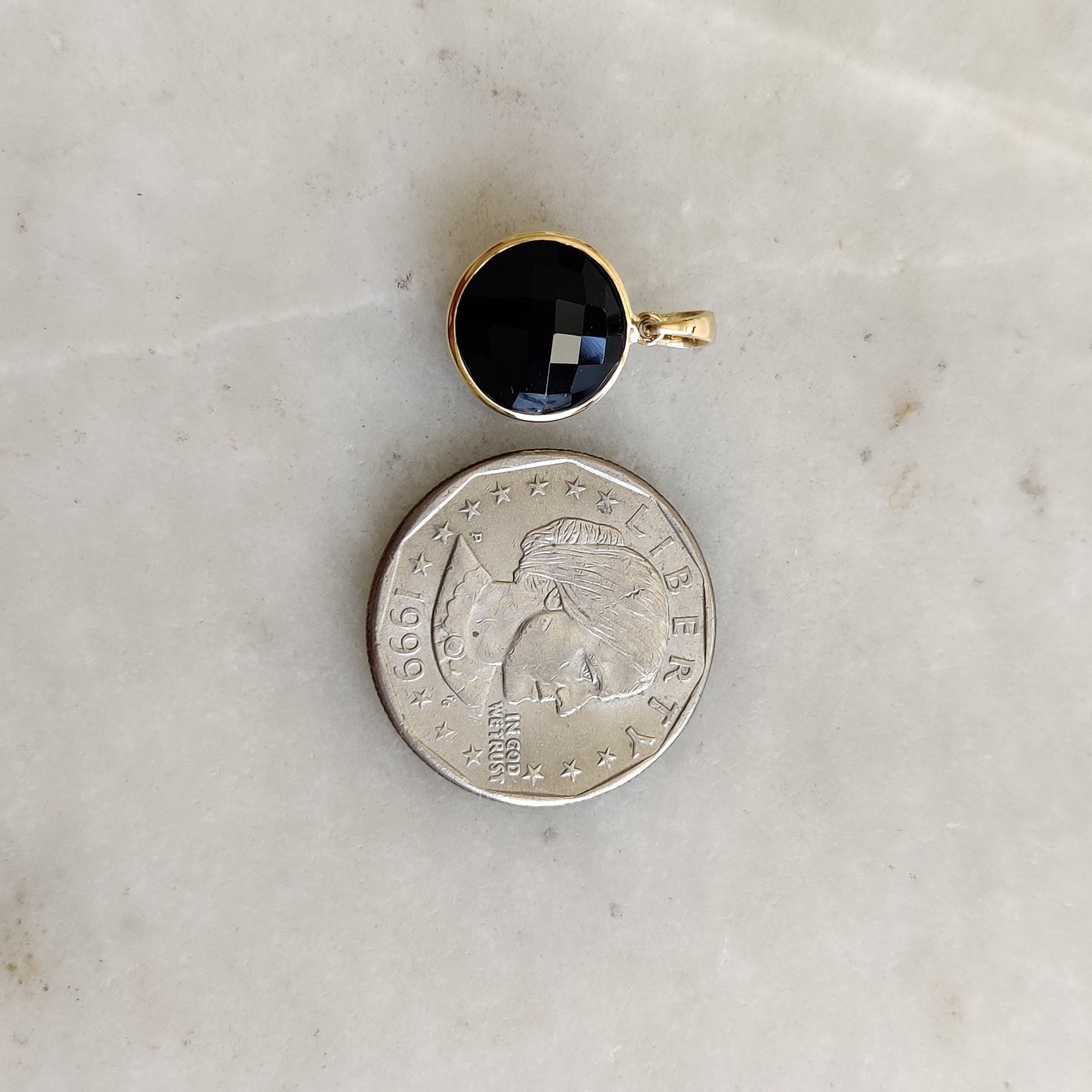 Natural Black Onyx Pendant, 14K Solid Gold Black Onyx Pendant, Solid Gold Pendant, December Birthstone, Christmas Gift, Bezel Pendant