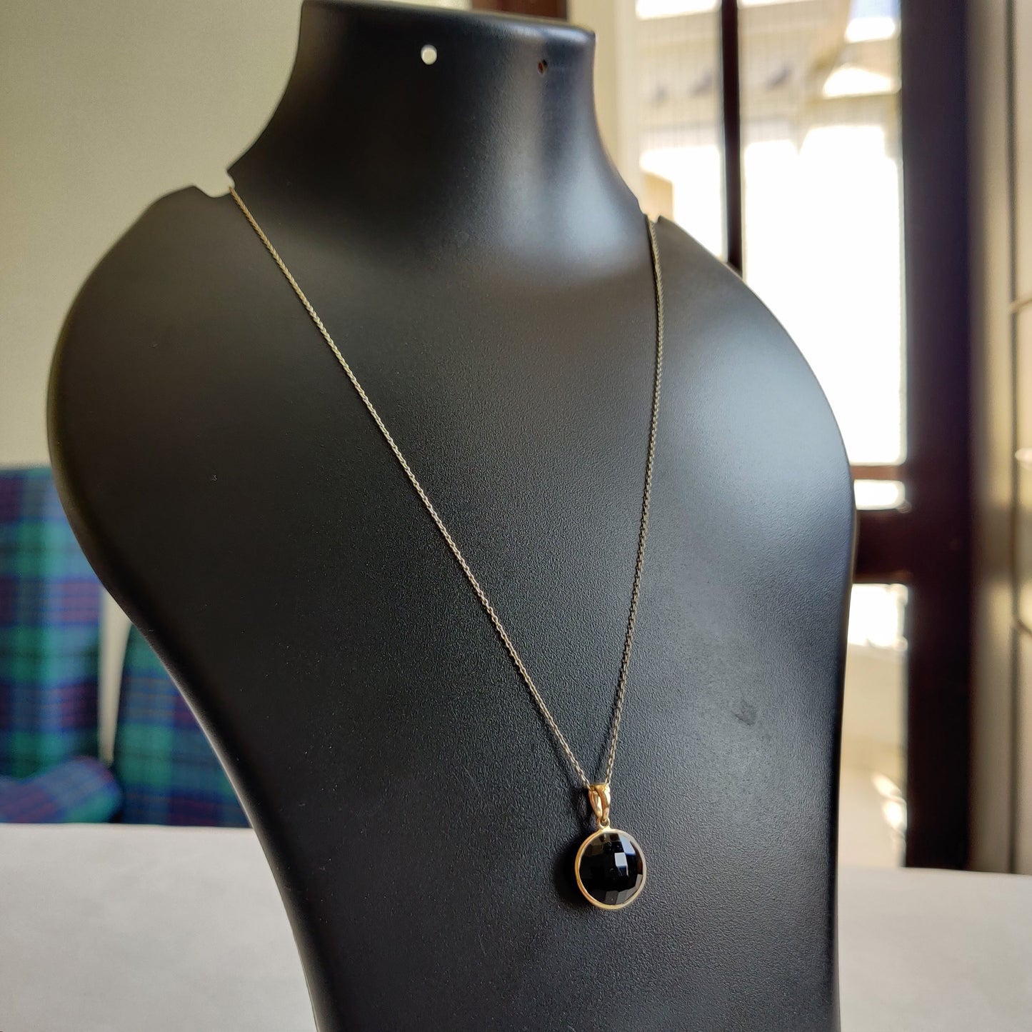 Natural Black Onyx Pendant, 14K Solid Gold Black Onyx Pendant, Solid Gold Pendant, December Birthstone, Christmas Gift, Bezel Pendant