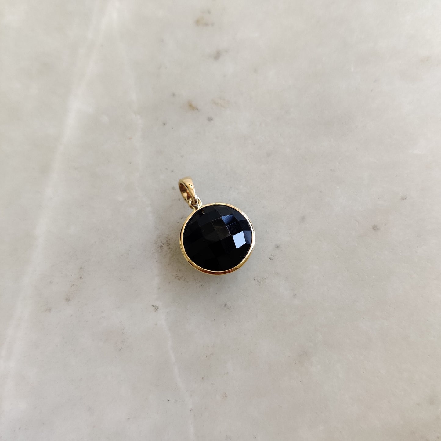 Natural Black Onyx Pendant, 14K Solid Gold Black Onyx Pendant, Solid Gold Pendant, December Birthstone, Christmas Gift, Bezel Pendant