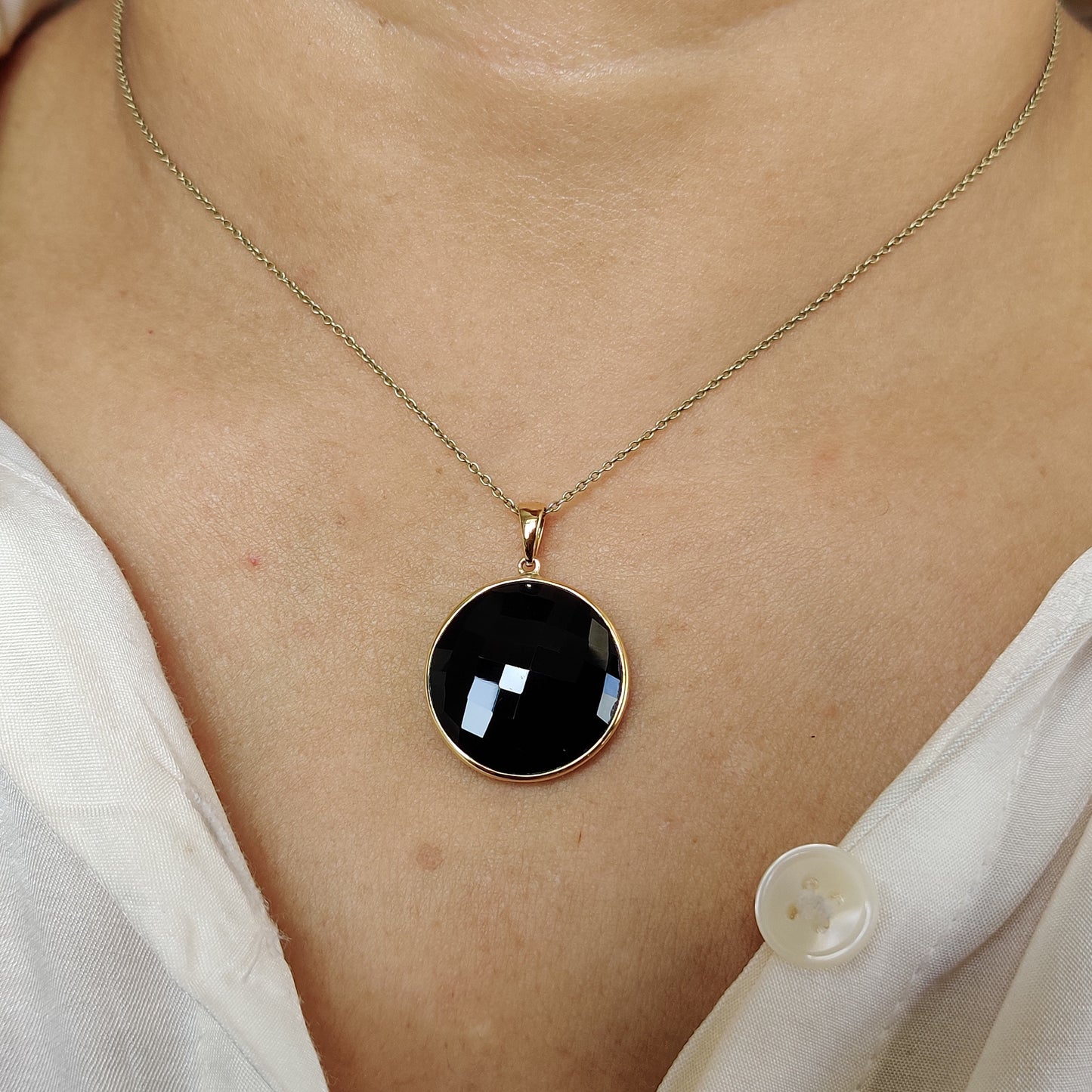 Natural Black Onyx Pendant, 14K Solid Yellow Gold Onyx Pendant, December Birthstone Pendant, Onyx Bezel Pendant, Christmas Present