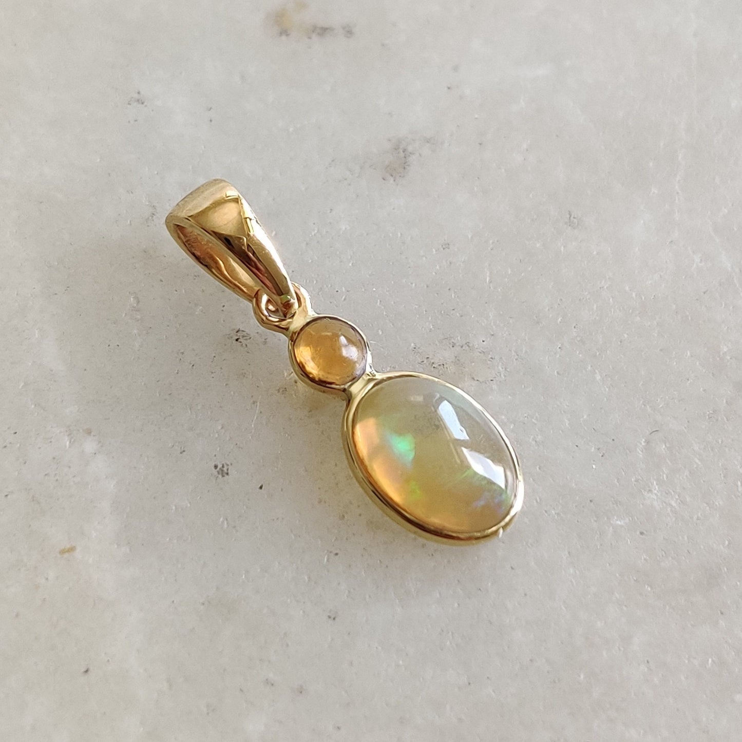 Natural Ethiopian Opal Pendant,14K Solid Gold Opal Pendant, Solid Gold Pendant , October Birthstone, Christmas Gift, Opal Bezel Pendant