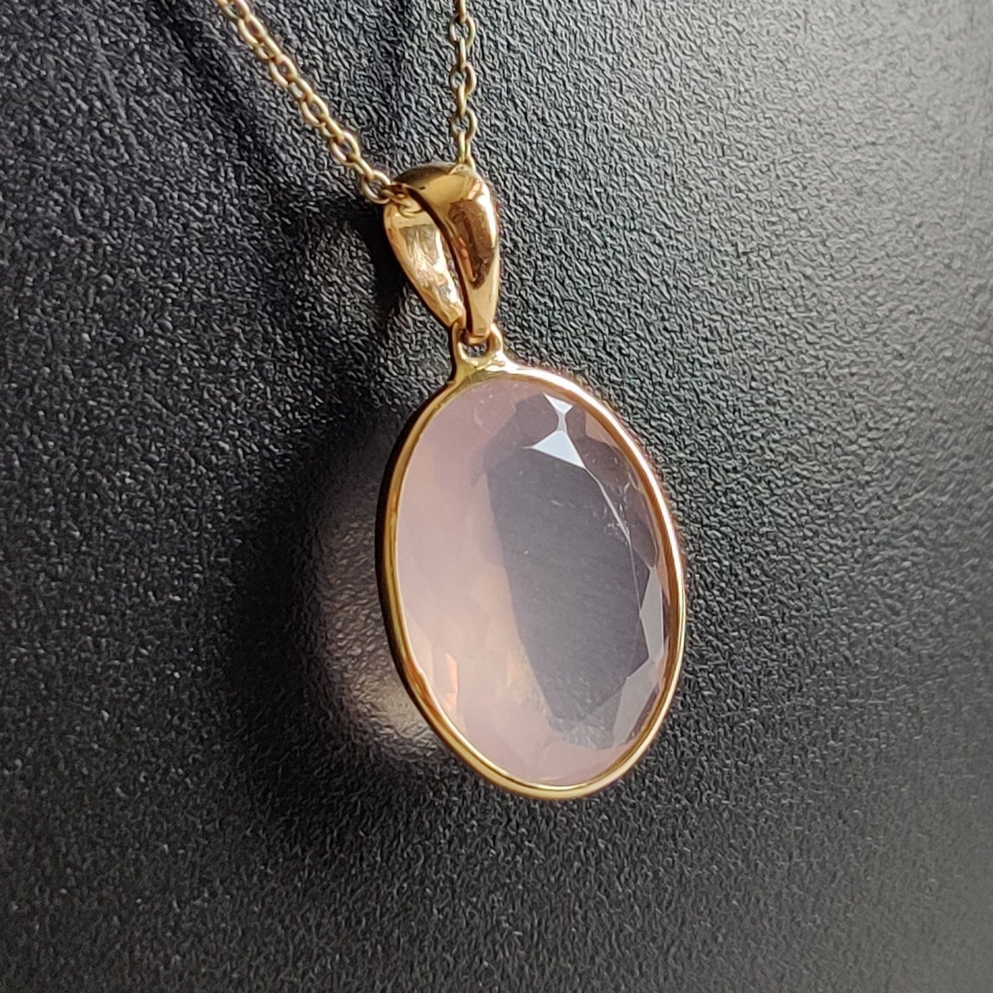 Natural Rose Quartz Pendant, 14K Solid Gold Rose Quartz Pendant, Solid Gold Bezel Pendant, January Birthstone, Christmas Gift