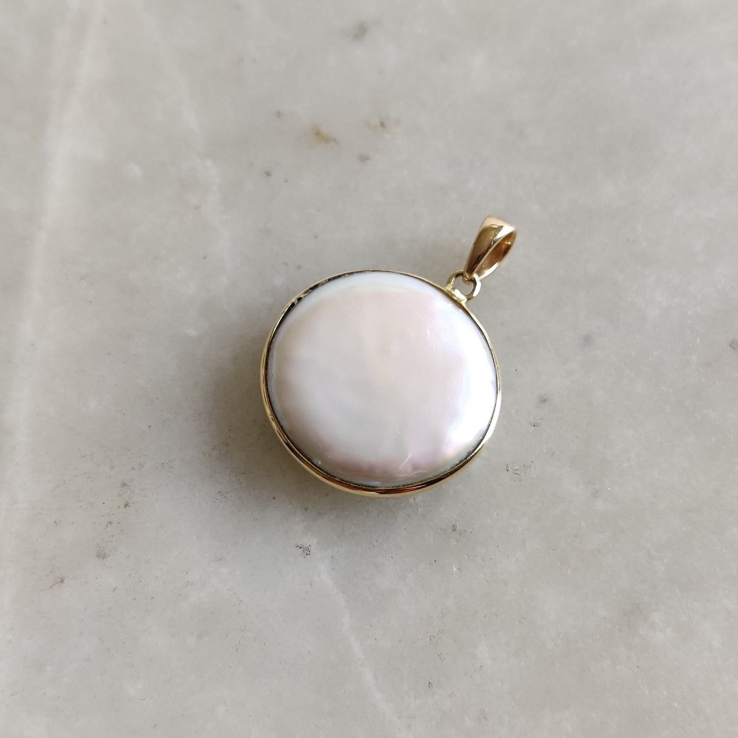 14K Gold Pearl Pendant, Natural Pearl Pendent , 14K Solid Yellow Gold Mop Pendant Necklace, June Birthstone, Christmas Gift, Pearl Jewelry