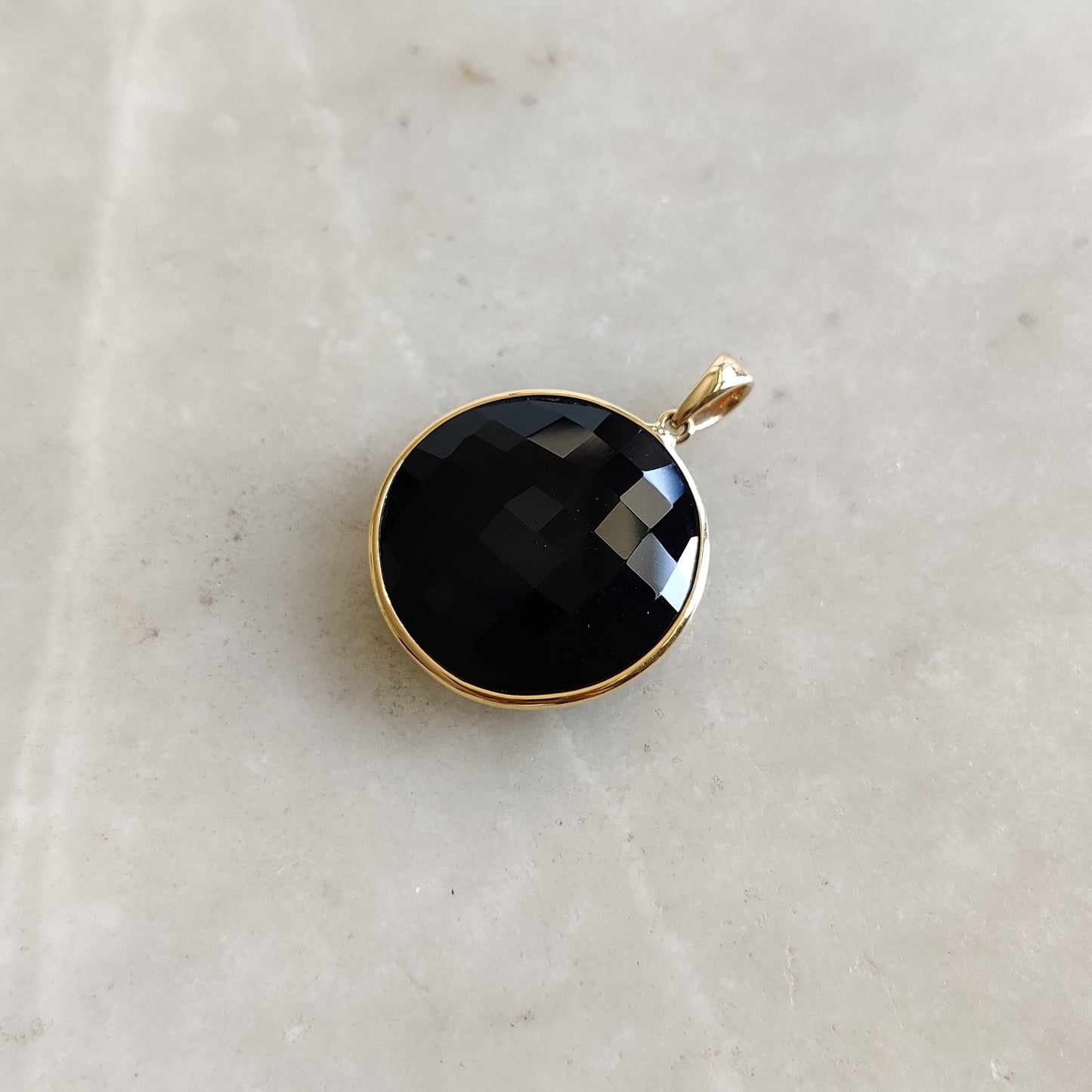 Natural Black Onyx Pendant, 14K Solid Yellow Gold Onyx Pendant, December Birthstone Pendant, Onyx Bezel Pendant, Christmas Present