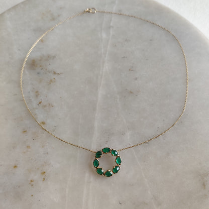 14K Gold Green Onyx Pendant, Natural Green Onyx Pendent Necklace, 14K Solid Yellow Gold Pendant Necklace, May Birthstone, Christmas Gift