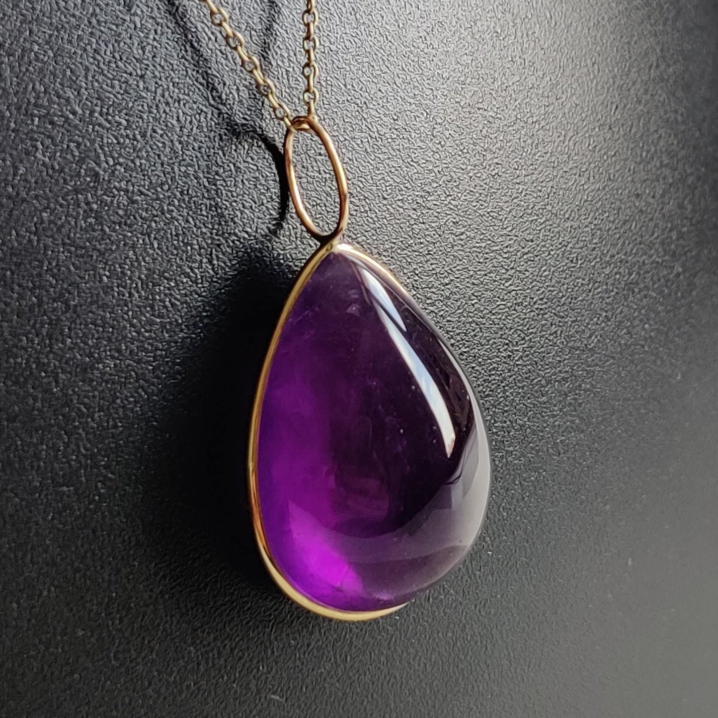 Natural Purple Amethyst Pendant, 14K Solid Gold Purple Amethyst Pendant, Solid Gold Bezel Pendant, February Birthstone, Christmas Gift