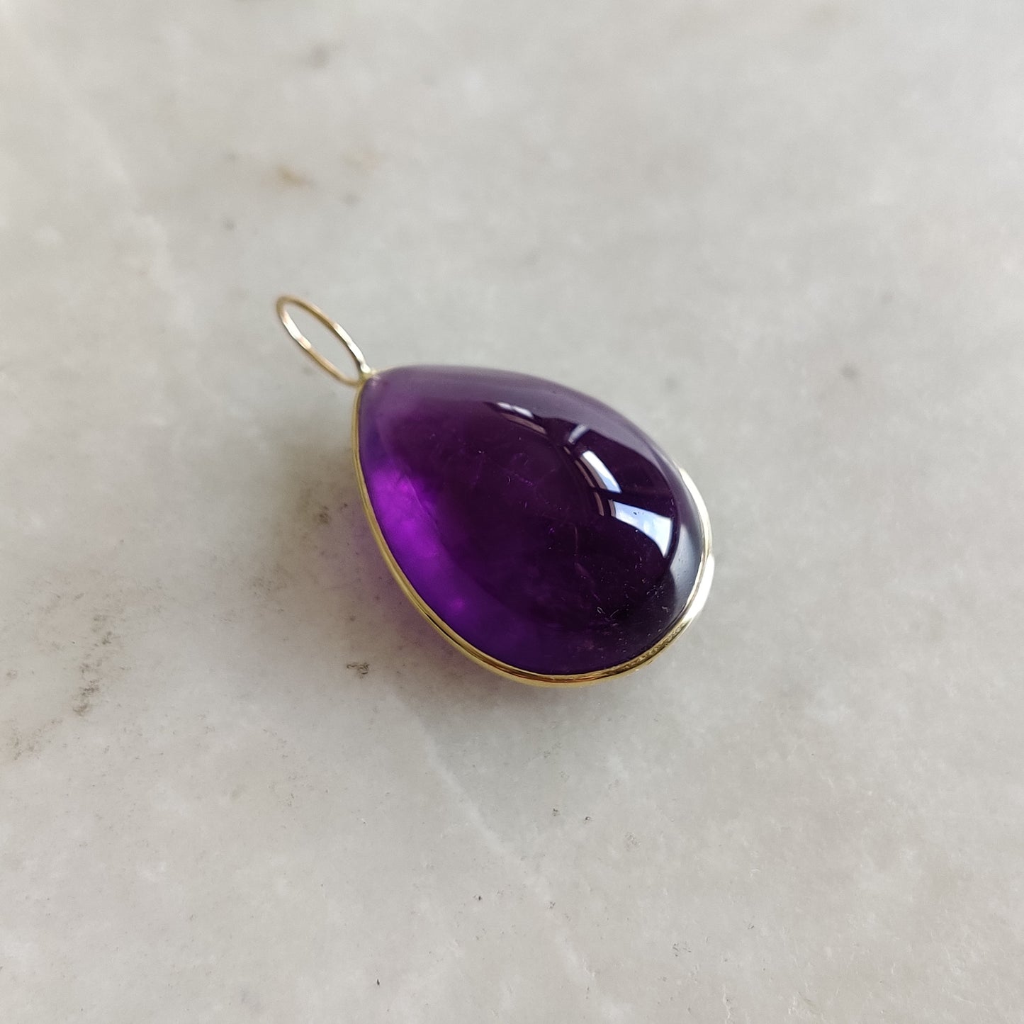 Natural Purple Amethyst Pendant, 14K Solid Gold Purple Amethyst Pendant, Solid Gold Bezel Pendant, February Birthstone, Christmas Gift