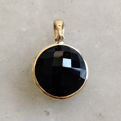 Natural Black Onyx Pendant, 14K Solid Gold Black Onyx Pendant, Solid Gold Pendant, December Birthstone, Christmas Gift, Bezel Pendant