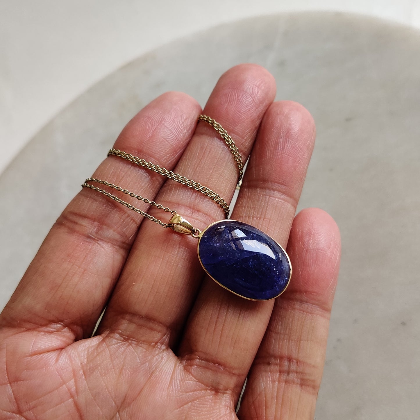 Natural Tanzanite Pendant, 14K Solid Yellow Gold Tanzanite Pendant, December Birthstone Pendant, Oval Shape Bezel Pendant, Tanzanite Jewelry