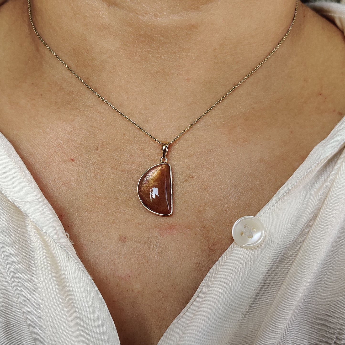 Natural Sunstone Pendant, 14K Solid Yellow Gold Sunstone Pendant, July & August Birthstone, Feldspar Crystal Pendant, Christmas Present