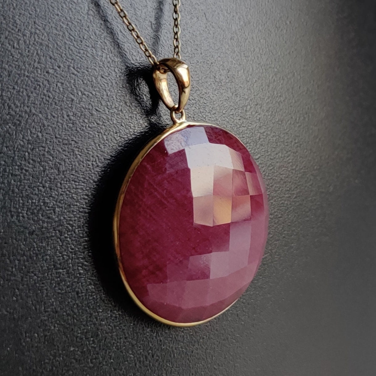 Natural Ruby Pendant, 14K Solid Yellow Gold Bezel Pendant, July Birthstone