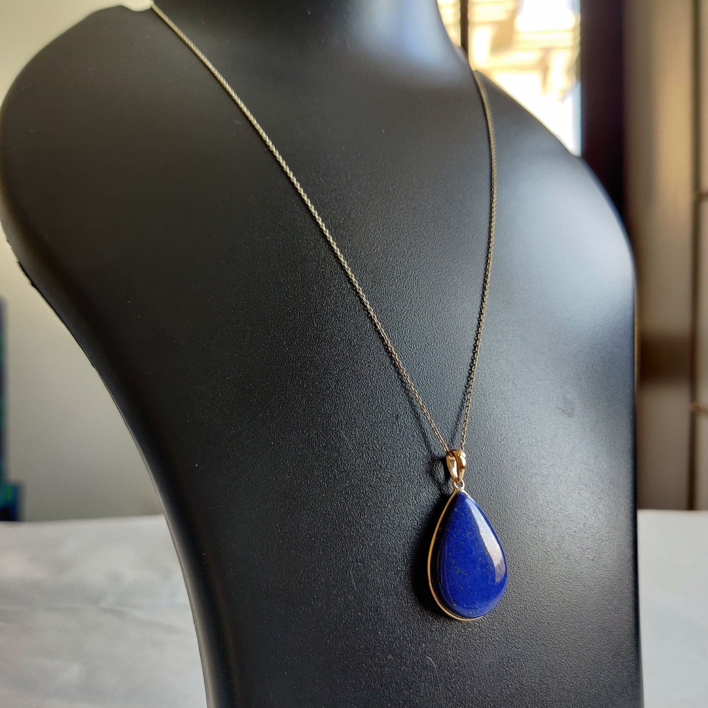 Natural Lapis Lazuli Pendant, 14K Solid Yellow Gold Lapis Lazuli Pendant, Bezel Pendant, September Birthstone Pendant, Christmas Present