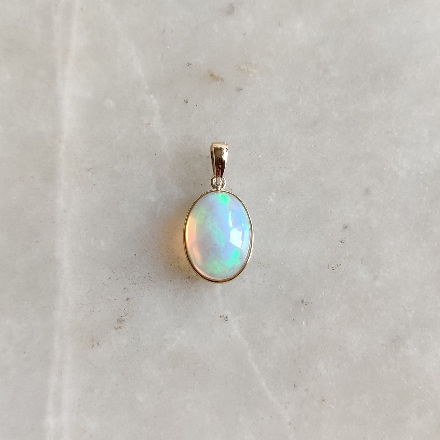 Natural Ethiopian Opal Pendant, 14K Solid Gold Opal Pendant, Solid Gold Pendant, October Birthstone, Christmas Gift, Opal Bezel Pendant