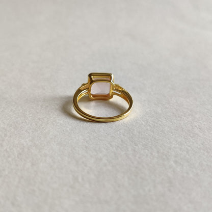 Natural Rose Quartz Ring, 14K Solid Yellow Gold Ring, Rose Quartz Ring, Rose Quartz Jewelry, January Birthstone, Christmas Present