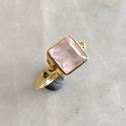 Natural Rose Quartz Ring, 14K Solid Yellow Gold Ring, Rose Quartz Ring, Rose Quartz Jewelry, January Birthstone, Christmas Present