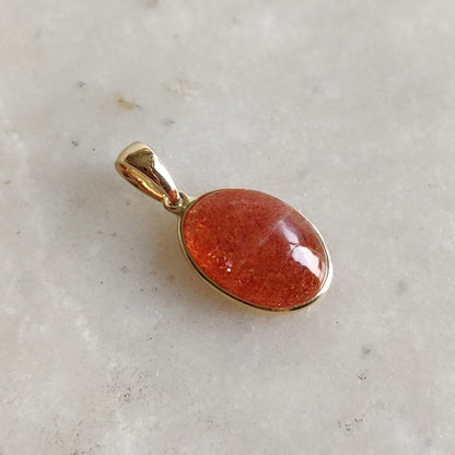 Natural Sunstone Pendant, 14K Solid Gold Sunstone Pendant, Yellow Gold Necklace Pendant, July August Birthstone, Feldspar Crystal Pendant