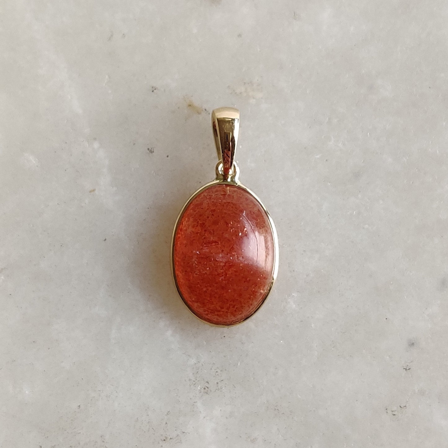 Natural Sunstone Pendant, 14K Solid Gold Sunstone Pendant, Yellow Gold Necklace Pendant, July August Birthstone, Feldspar Crystal Pendant