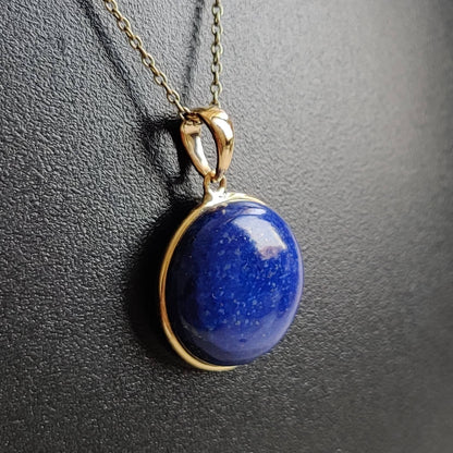 Natural Lapis Lazuli Pendant, 14K Yellow Gold Lapis Lazuli Pendant, Solid Gold Lapis Bezel Pendant, September Birthstone, Christmas Gift