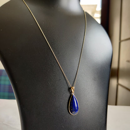 Natural Lapis Lazuli Pendant, 14K Yellow Gold Lapis Lazuli Pendant, Solid Gold Lapis Bezel Pendant, September Birthstone, Christmas Gift