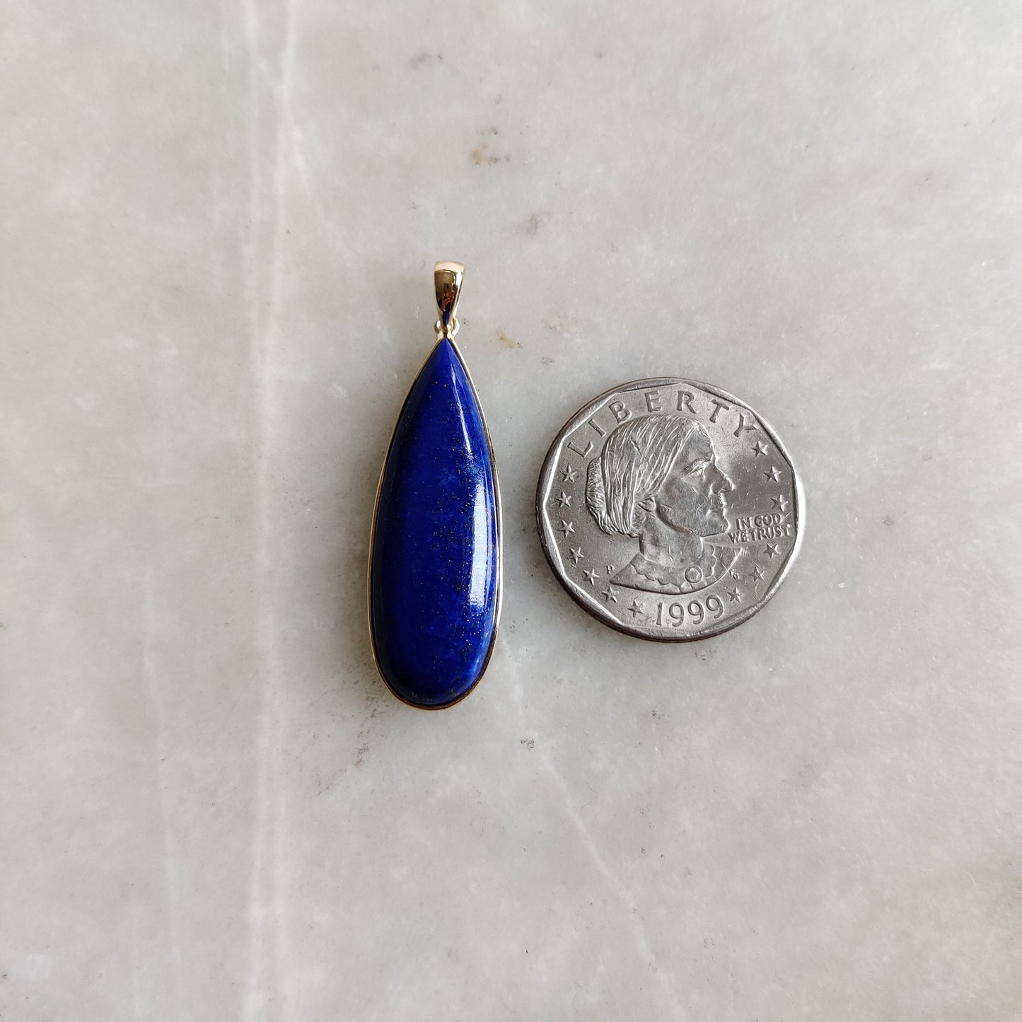 Natural Lapis Lazuli Pendant, 14K Yellow Gold Lapis Lazuli Pendant, Solid Gold Lapis Bezel Pendant, September Birthstone, Christmas Gift