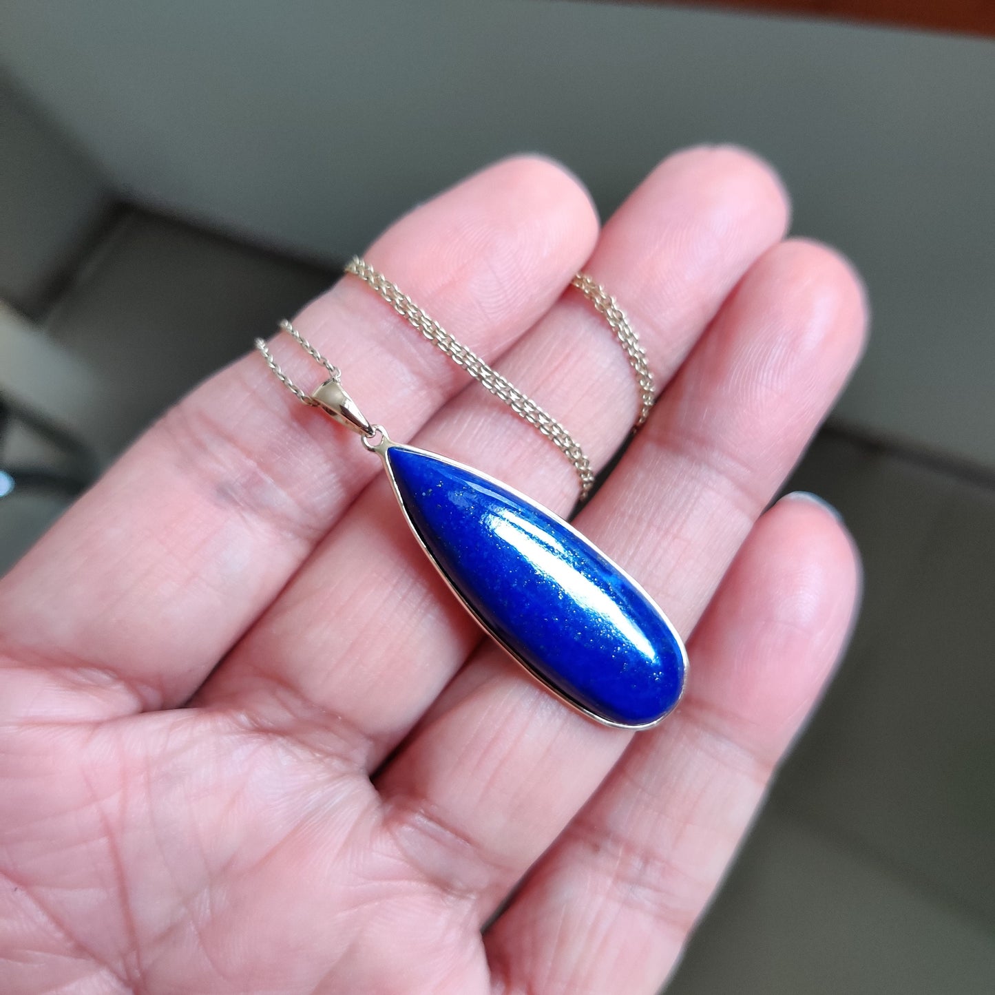 Natural Lapis Lazuli Pendant, 14K Yellow Gold Lapis Lazuli Pendant, Solid Gold Lapis Bezel Pendant, September Birthstone, Christmas Gift