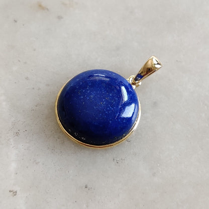 Natural Lapis Lazuli Pendant, 14K Yellow Gold Lapis Lazuli Pendant, Solid Gold Lapis Bezel Pendant, September Birthstone, Christmas Gift