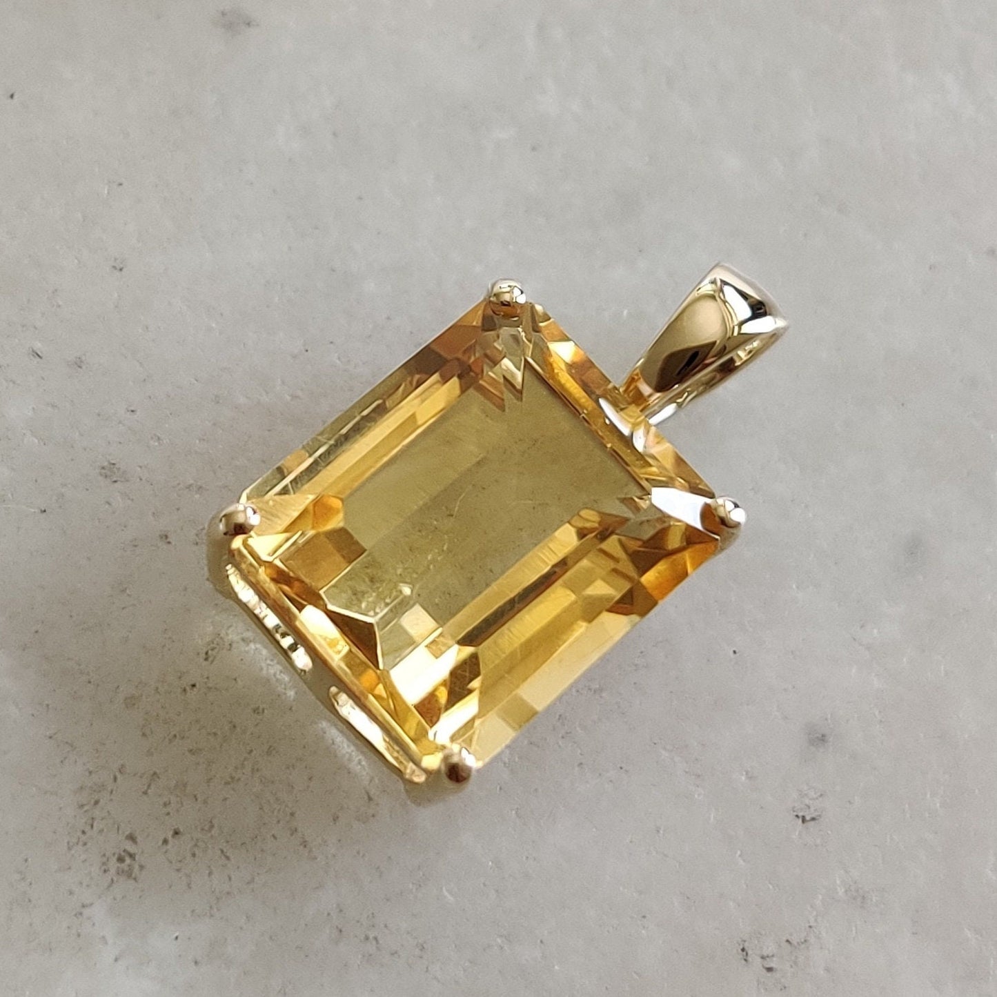 Natural Citrine Pendant, 14K Solid Yellow Gold Citrine Pendant, Octagon Pendant, November Birthstone, Christmas Gift, Citrine Jewelry