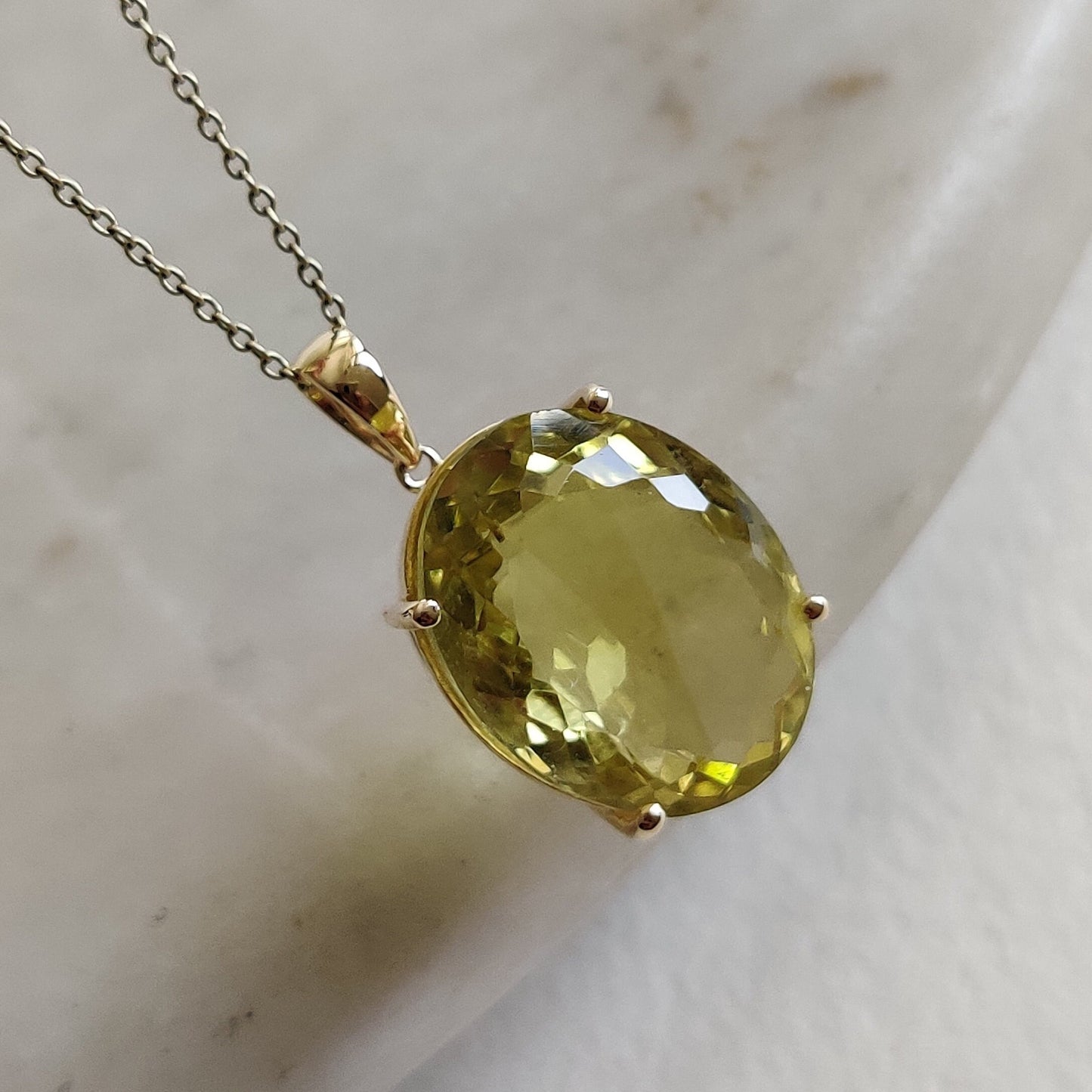 Natural Lemon Topaz Pendant, 14K Solid Gold Lemon Topaz Pendant, Gold Prong Pendant, November Birthstone, Christmas Gift, Topaz Jewelry