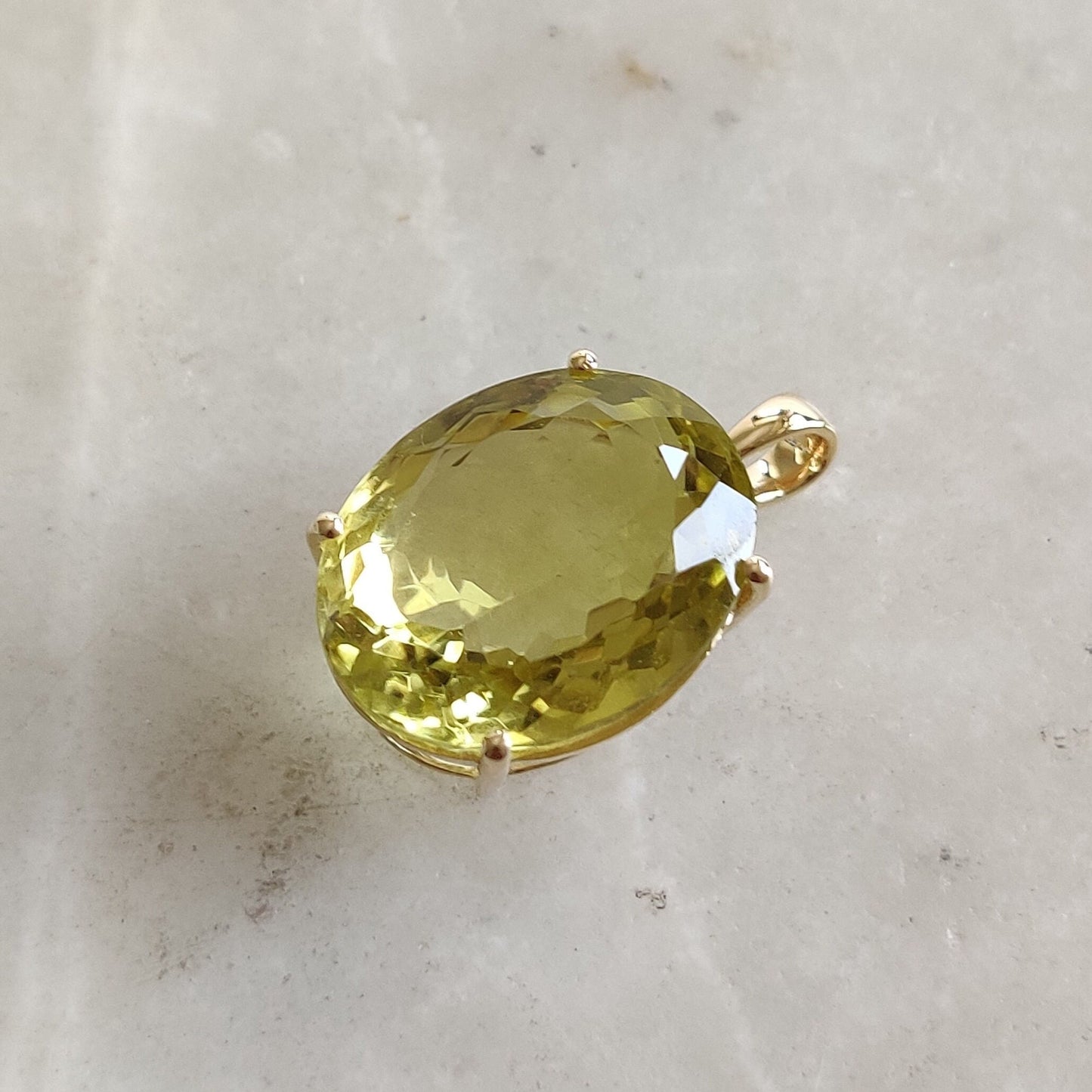 Natural Lemon Topaz Pendant, 14K Solid Gold Lemon Topaz Pendant, Gold Prong Pendant, November Birthstone, Christmas Gift, Topaz Jewelry