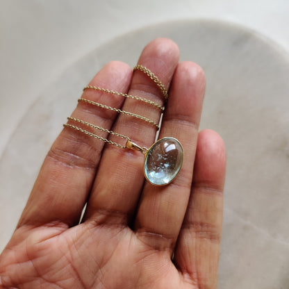 Natural Aquamarine Pendant, 14K Solid Gold Aquamarine Pendant, Solid Gold Pendant Necklace, March Birthstone, Bezel Pendant, Christmas Gift