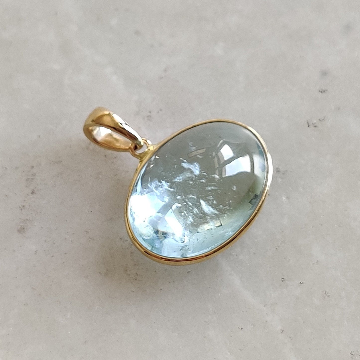 Natural Aquamarine Pendant, 14K Solid Gold Aquamarine Pendant, Solid Gold Pendant Necklace, March Birthstone, Bezel Pendant, Christmas Gift