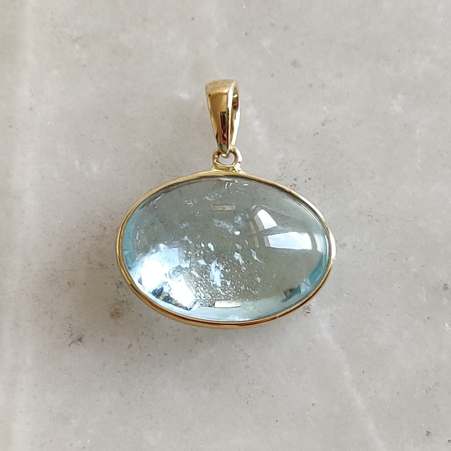 Natural Aquamarine Pendant, 14K Solid Gold Aquamarine Pendant, Solid Gold Pendant Necklace, March Birthstone, Bezel Pendant, Christmas Gift