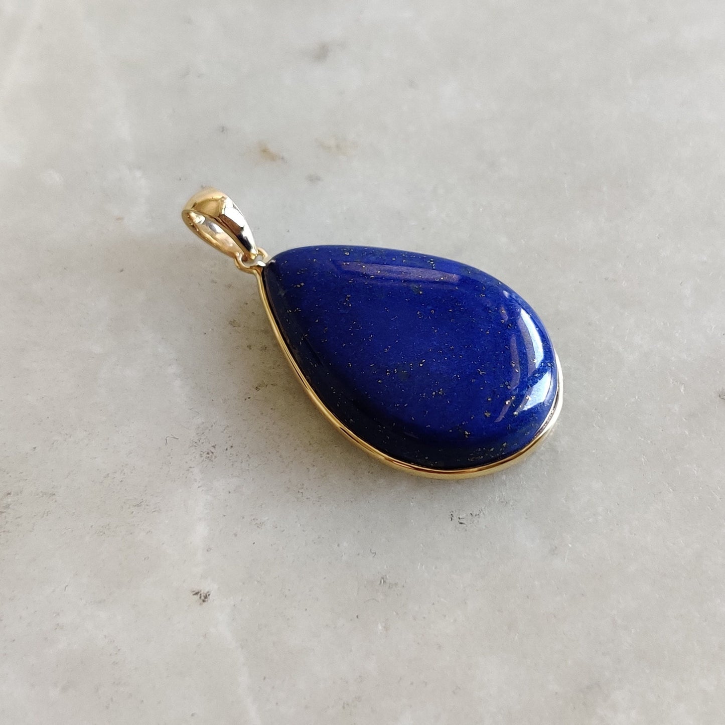 Natural Lapis Lazuli Pendant, 14K Solid Yellow Gold Lapis Lazuli Pendant, Bezel Pendant, September Birthstone Pendant, Christmas Present