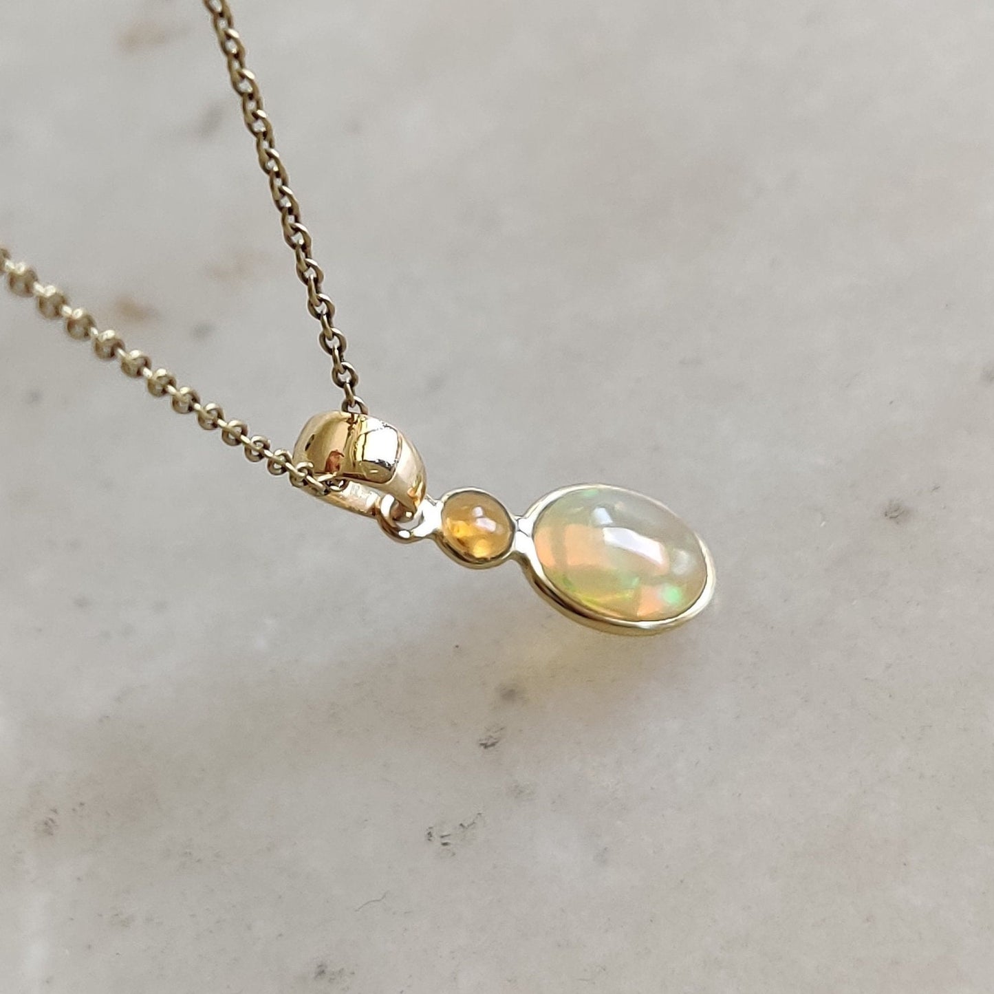 Natural Ethiopian Opal Pendant,14K Solid Gold Opal Pendant, Solid Gold Pendant , October Birthstone, Christmas Gift, Opal Bezel Pendant