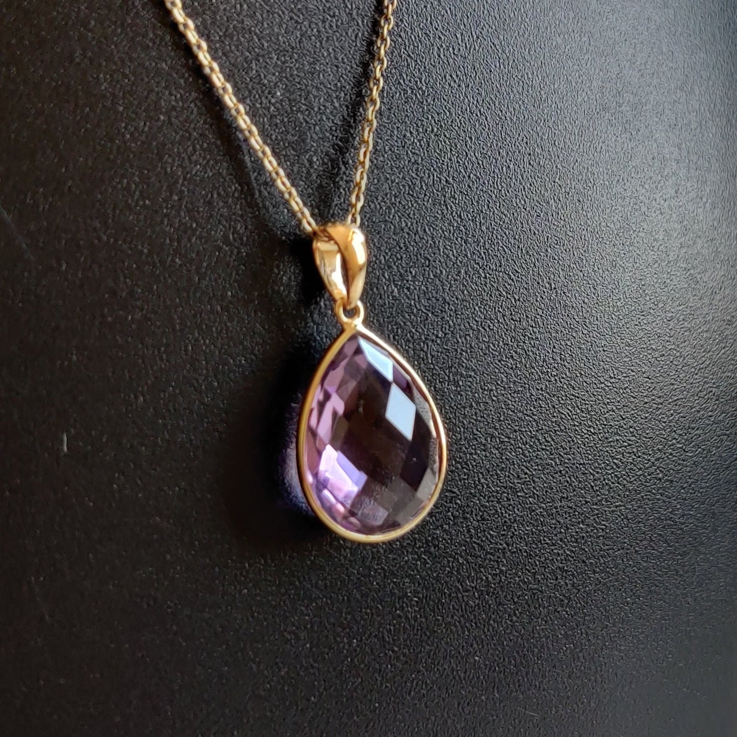 Natural Pink Amethyst Pendant, 14K Solid Yellow Gold Amethyst Pendant, Amethyst Jewelry, February Birthstone Present, Christmas Present