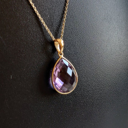 Natural Pink Amethyst Pendant, 14K Solid Yellow Gold Amethyst Pendant, Amethyst Jewelry, February Birthstone Present, Christmas Present