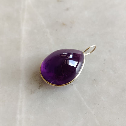 Natural Purple Amethyst Pendant, 14K Solid Gold Purple Amethyst Pendant, Solid Gold Bezel Pendant, February Birthstone, Christmas Gift