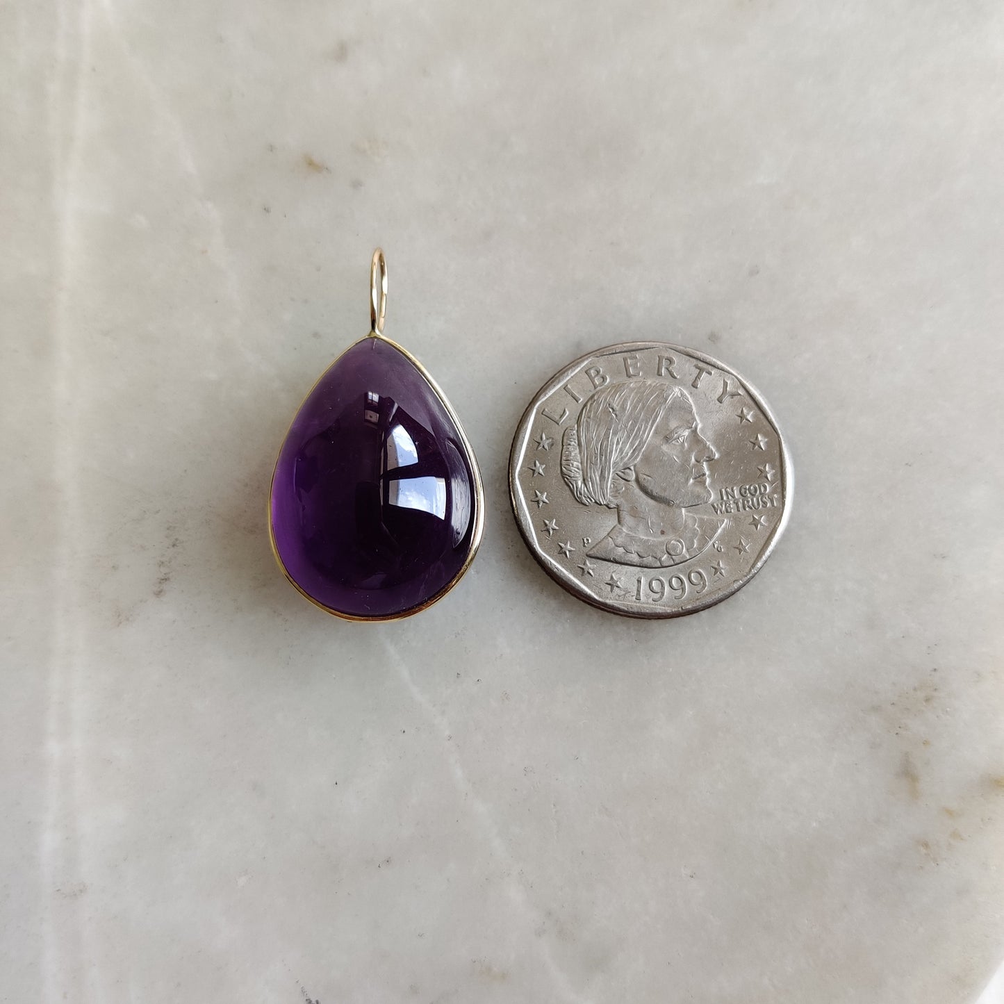 Natural Purple Amethyst Pendant, 14K Solid Gold Purple Amethyst Pendant, Solid Gold Bezel Pendant, February Birthstone, Christmas Gift