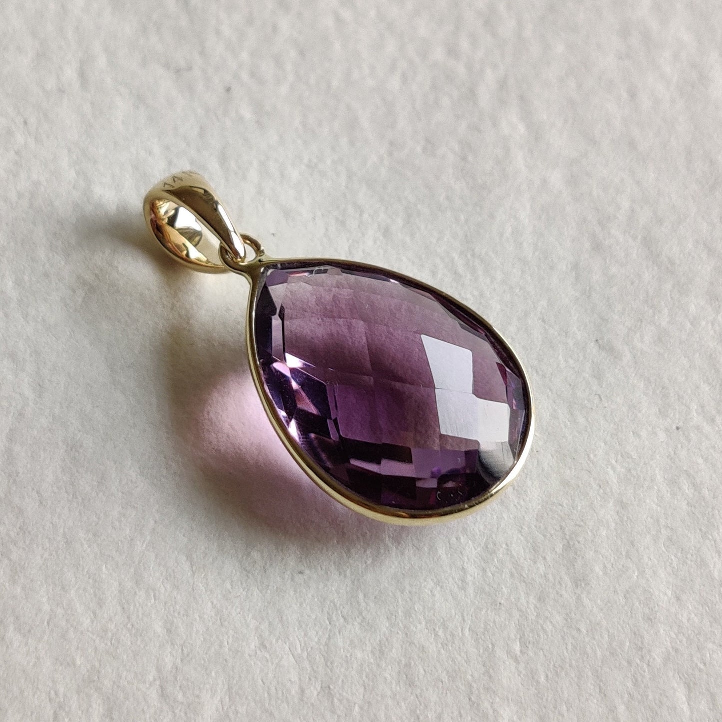 Natural Purple Amethyst Pendant, 14K Solid Gold Purple Amethyst Pendant, Gold Bezel Pendant, February Birthstone Pendant, Christmas Gift