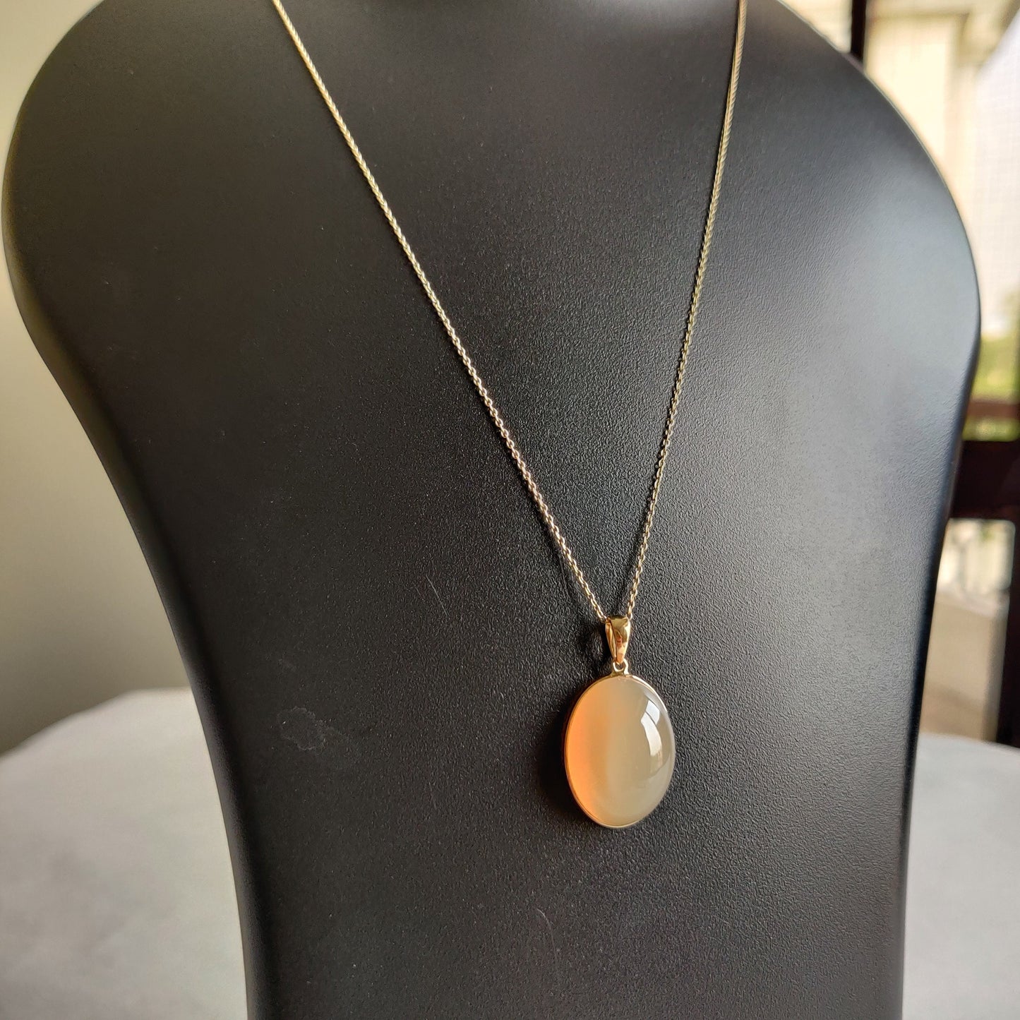 Natural Peach Moonstone Pendant, 14K Solid Yellow Gold Moonstone Pendant, June Birthstone, Bezel Pendant, Christmas Gift, Moonstone Jewelry