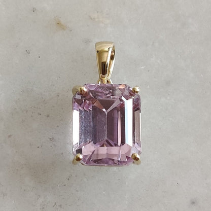 Natural Kunzite Pendant, 14K Solid Yellow Gold Kunzite Prong Pendant, October Birthstone Pendant, AAA Kunzite Pendant, Kunzite Jewelry