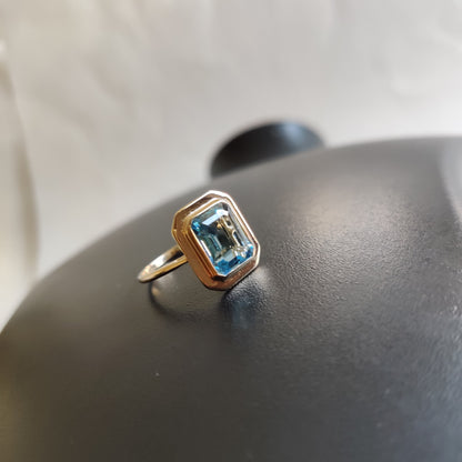 Natural Sky Blue Topaz Ring, 14K Solid Gold Ring, 14k Gold Sky Blue Topaz Ring, December Birthstone, Christmas Gift, Sky BlueTopaz Jewelry