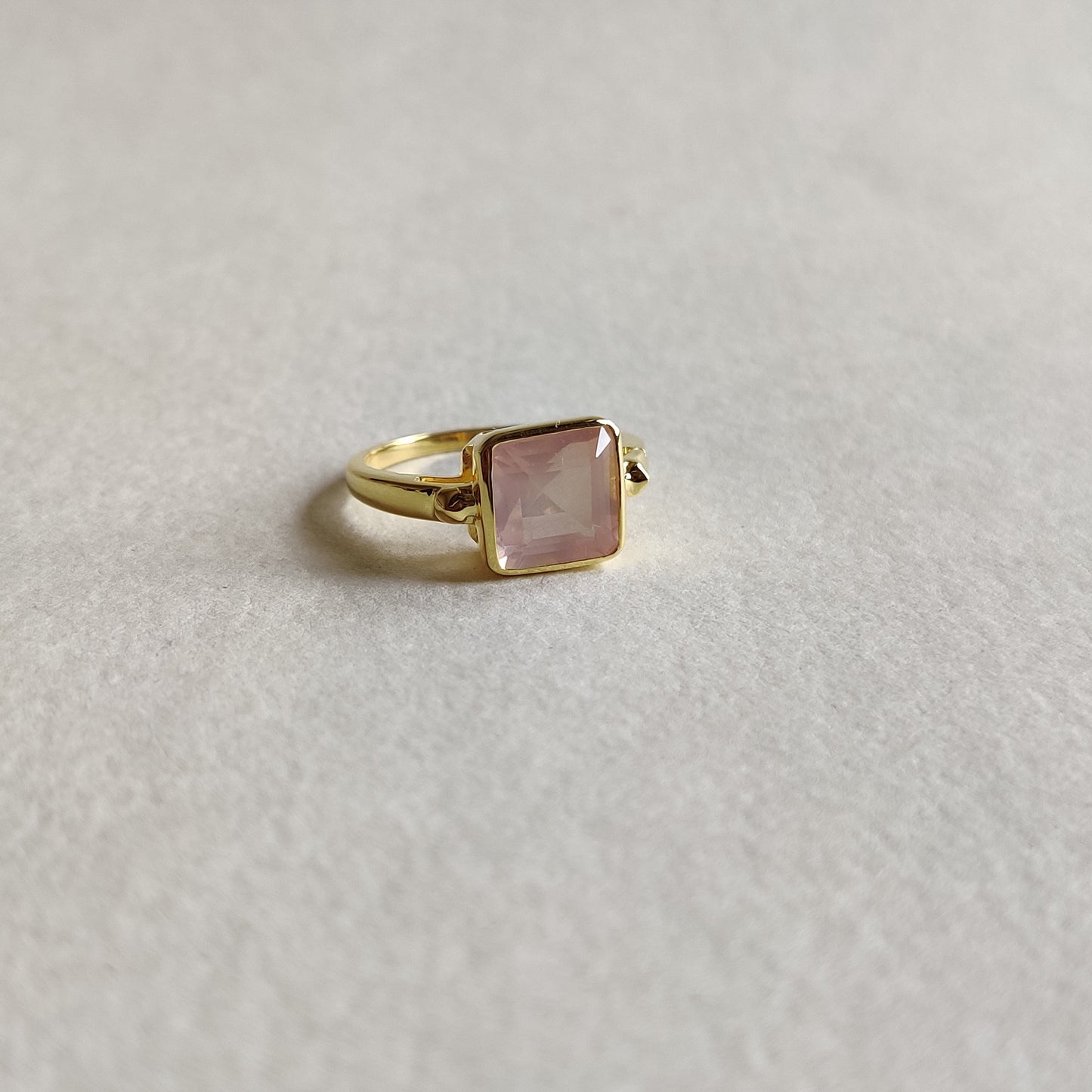 Natural Rose Quartz Ring, 14K Solid Yellow Gold Ring, Rose Quartz Ring, Rose Quartz Jewelry, January Birthstone, Christmas Present