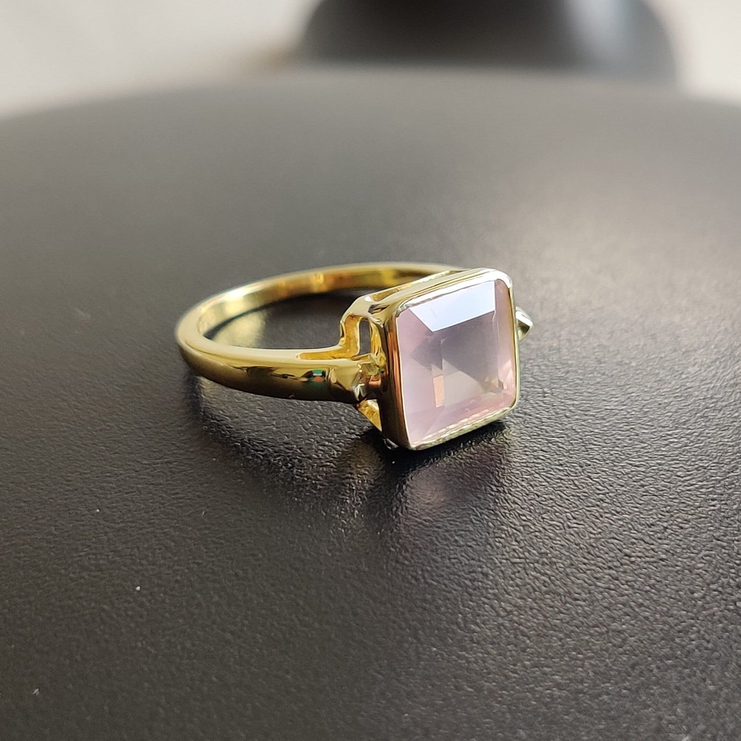 Natural Rose Quartz Ring, 14K Solid Yellow Gold Ring, Rose Quartz Ring, Rose Quartz Jewelry, January Birthstone, Christmas Present