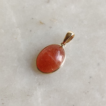 Natural Sunstone Pendant, 14K Solid Gold Sunstone Pendant, Yellow Gold Necklace Pendant, July August Birthstone, Feldspar Crystal Pendant