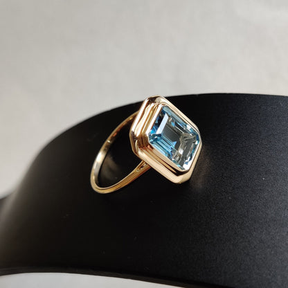 Natural Sky Blue Topaz Ring, 14K Solid Gold Ring, 14k Gold Sky Blue Topaz Ring, December Birthstone, Christmas Gift, Sky BlueTopaz Jewelry