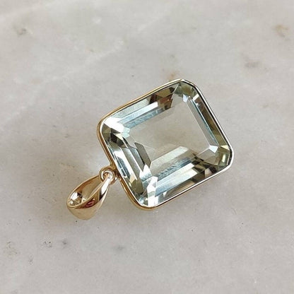 Natural Green Amethyst Pendant, 14K Solid Gold Green Amethyst Pendant, Solid Gold Pendant Necklace, February Birthstone, Christmas Gift